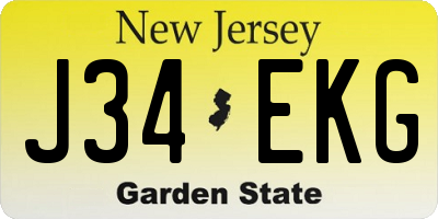 NJ license plate J34EKG