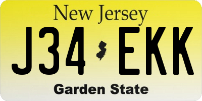 NJ license plate J34EKK