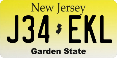 NJ license plate J34EKL