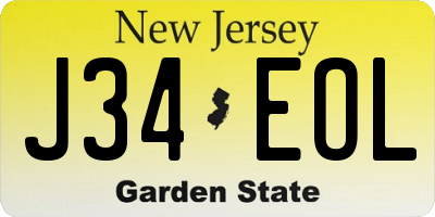 NJ license plate J34EOL