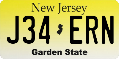 NJ license plate J34ERN