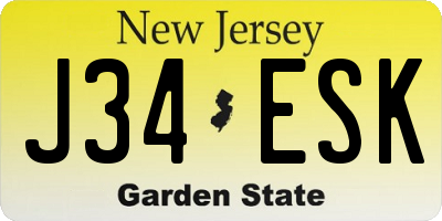 NJ license plate J34ESK