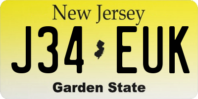 NJ license plate J34EUK