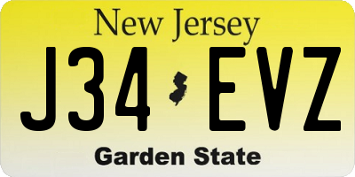NJ license plate J34EVZ