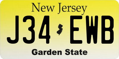 NJ license plate J34EWB