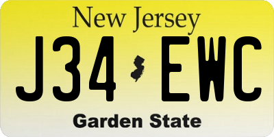 NJ license plate J34EWC