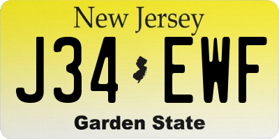 NJ license plate J34EWF