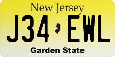 NJ license plate J34EWL