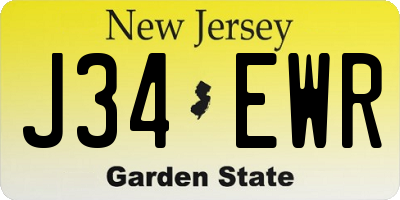 NJ license plate J34EWR