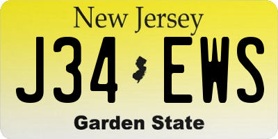 NJ license plate J34EWS