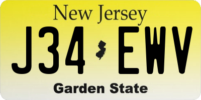 NJ license plate J34EWV