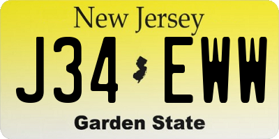 NJ license plate J34EWW