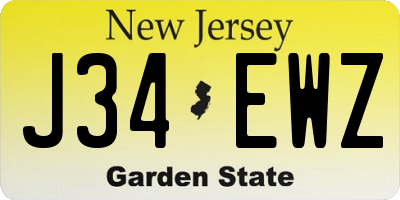 NJ license plate J34EWZ