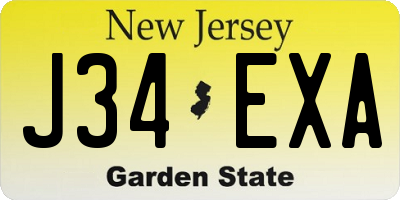NJ license plate J34EXA