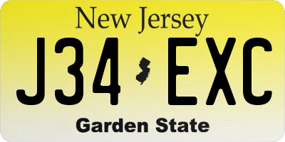 NJ license plate J34EXC