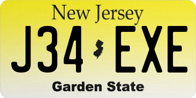NJ license plate J34EXE
