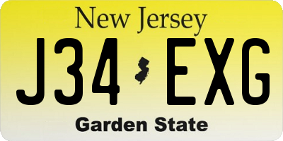 NJ license plate J34EXG