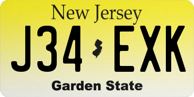 NJ license plate J34EXK