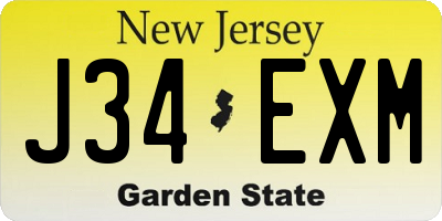 NJ license plate J34EXM