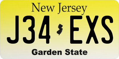 NJ license plate J34EXS