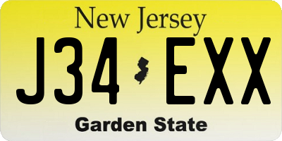 NJ license plate J34EXX