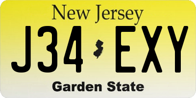 NJ license plate J34EXY