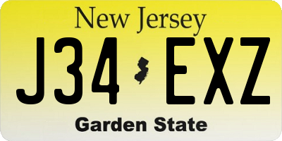 NJ license plate J34EXZ