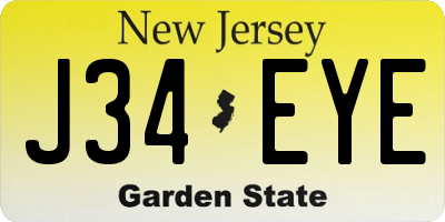 NJ license plate J34EYE