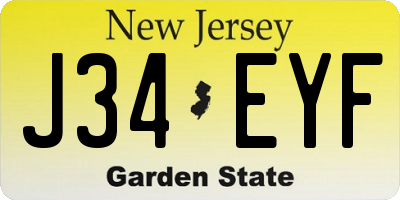 NJ license plate J34EYF
