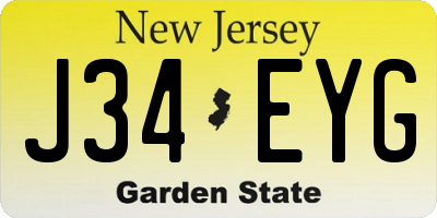 NJ license plate J34EYG