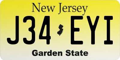 NJ license plate J34EYI
