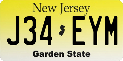 NJ license plate J34EYM