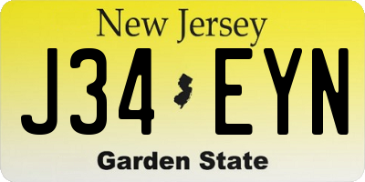 NJ license plate J34EYN