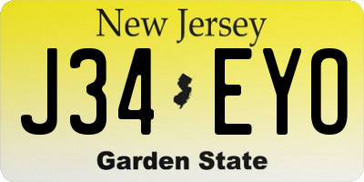 NJ license plate J34EYO