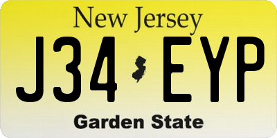 NJ license plate J34EYP
