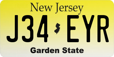 NJ license plate J34EYR