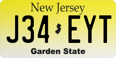 NJ license plate J34EYT