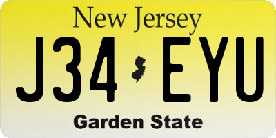 NJ license plate J34EYU