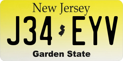 NJ license plate J34EYV