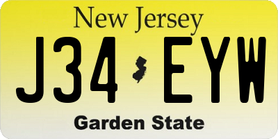 NJ license plate J34EYW