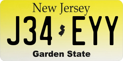 NJ license plate J34EYY