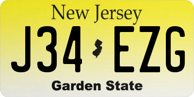 NJ license plate J34EZG
