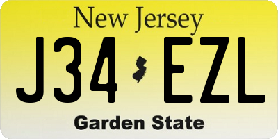 NJ license plate J34EZL
