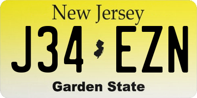 NJ license plate J34EZN
