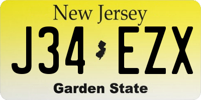 NJ license plate J34EZX
