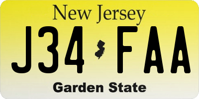 NJ license plate J34FAA