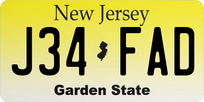 NJ license plate J34FAD