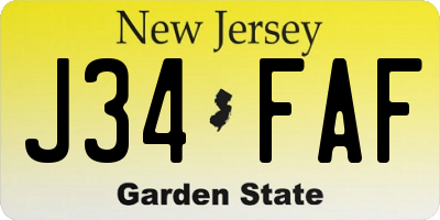 NJ license plate J34FAF