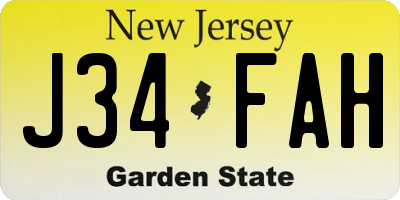 NJ license plate J34FAH