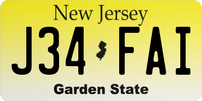 NJ license plate J34FAI